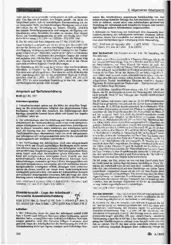 Vorschauseite 4: II. Allgemeines Arbeitsrecht. KonkurrentenklageGG Art. 33 Abs. 2; LBG NW § 104; LGG NW § 7 Abs. 2