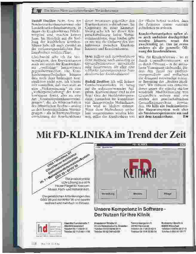 Vorschauseite 3: Ein klares Nein zur tiefgreifenden Veränderungen Interview mit dem stellvertretenden Vorsitzenden der SPD-Bundestagsfraktion Rudolf Dreßler zur Dritten Stufe der Gesundheitsreform