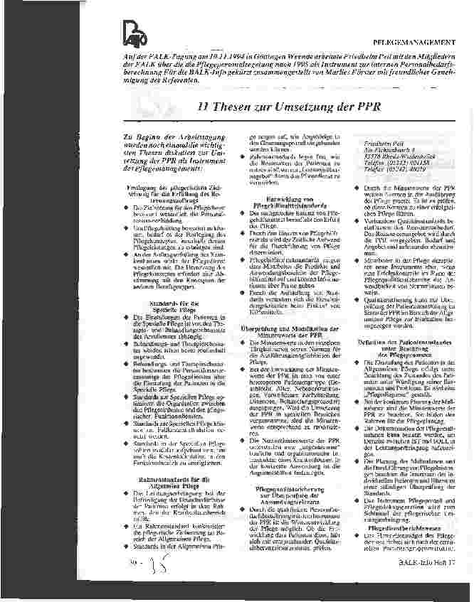Vorschauseite 1: 11 Thesen zur Umsetzung der PPR