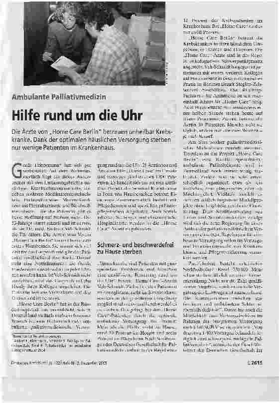 Vorschauseite 1: Ambulante PalliativmedizinHilfe rund um die Uhr