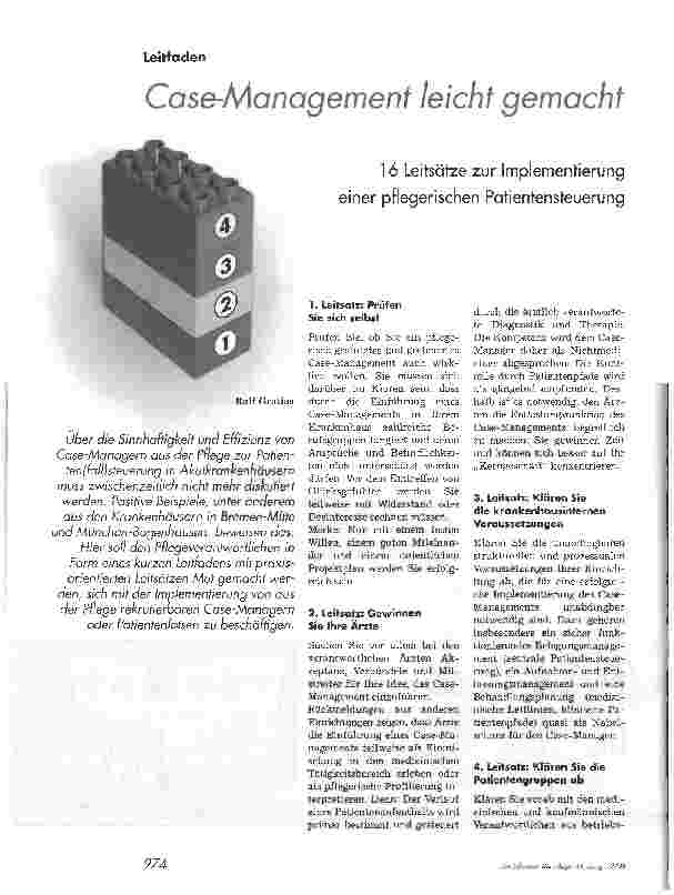 Vorschauseite 1: Case-Monagement leicht gemacht16 Leitsätze zur Implementierung einer pflegerischen Patientensteuerung