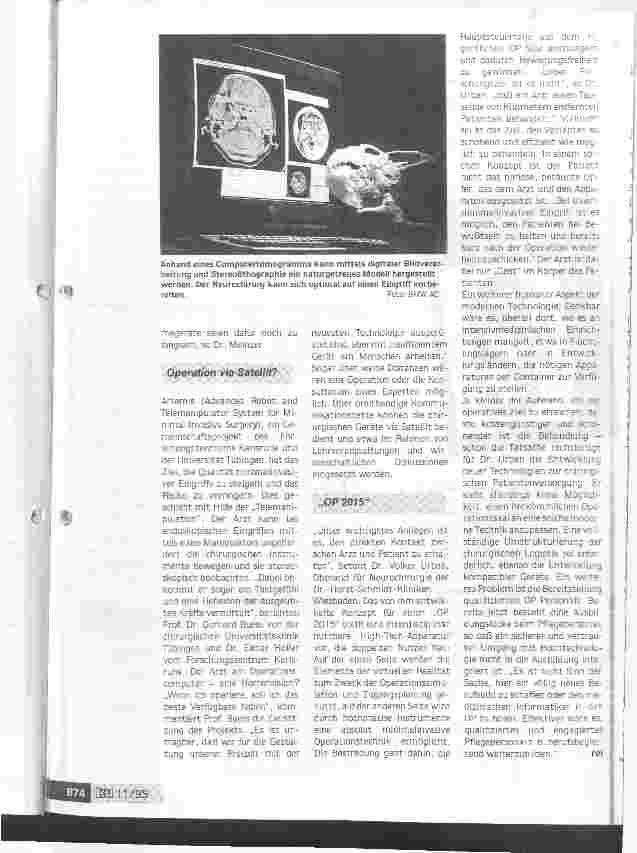 Vorschauseite 4: Ventile für den medizinischen Fortschritt öffnen 1. Inovativer Medizinkongreß in Nürnberg: Anschluß an die Entwicklung zur Informationsgesellschaft nicht verpassen