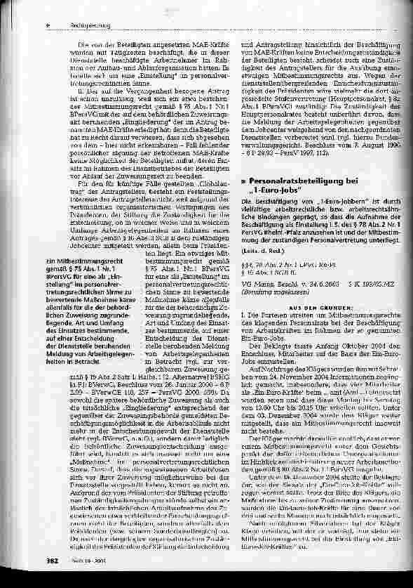 Vorschauseite 2: Rechtssprechung zum Personalvertretungsrecht