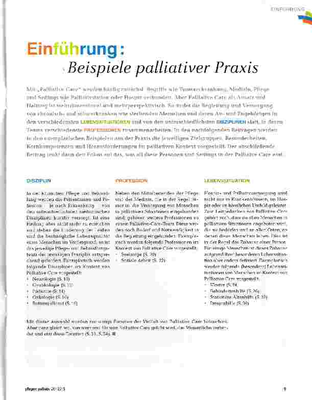 Vorschauseite 1: Einführung: Beispiele palliativer Praxis