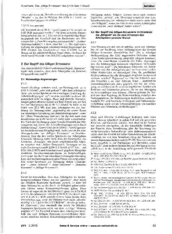 Vorschauseite 3: Das „billige Ermessen des §106 Satz 1 GewO und die Rechtsfolge der unbilligen Weisung des Arbeitgebers