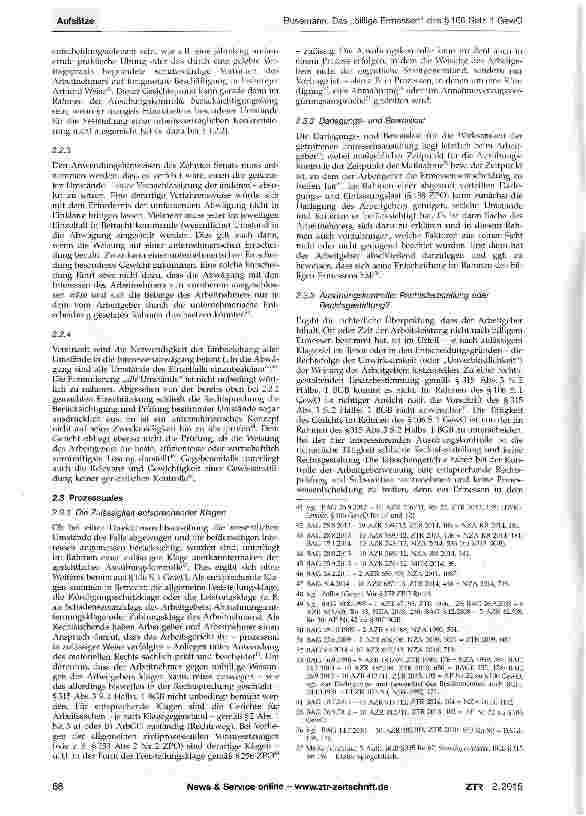 Vorschauseite 4: Das „billige Ermessen des §106 Satz 1 GewO und die Rechtsfolge der unbilligen Weisung des Arbeitgebers