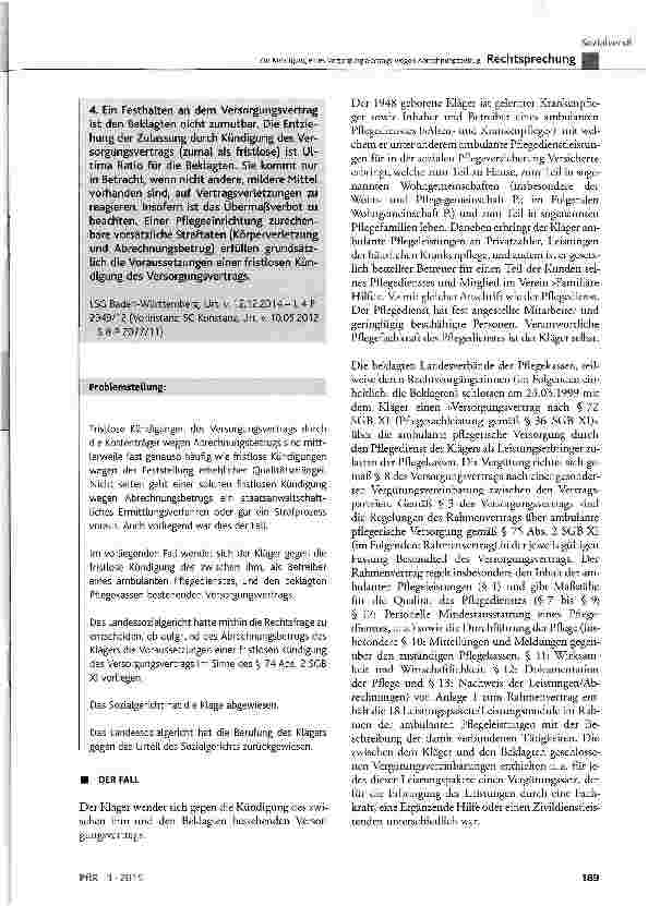Vorschauseite 2: Zur Kündigung eines Versorgungsvertrags wegen Abrechnungsbetrug