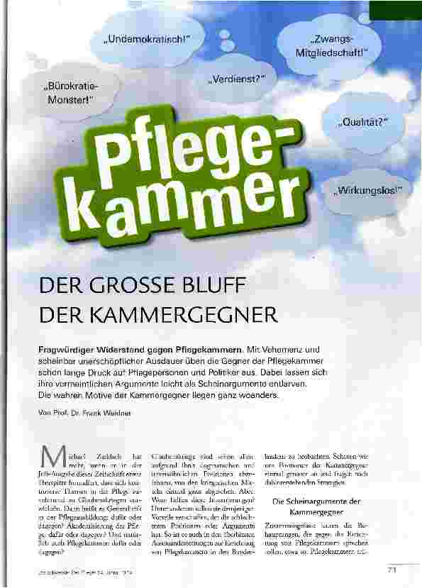 Vorschauseite 1: DER GROSSE BLUFF DER KAMMERGEGNER