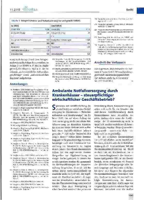 Vorschauseite 1: Ambulante Notfallversorgung durch Krankenhäuser - steuerpflichtiger wirtschaftlicher Geschäftsbetrieb?