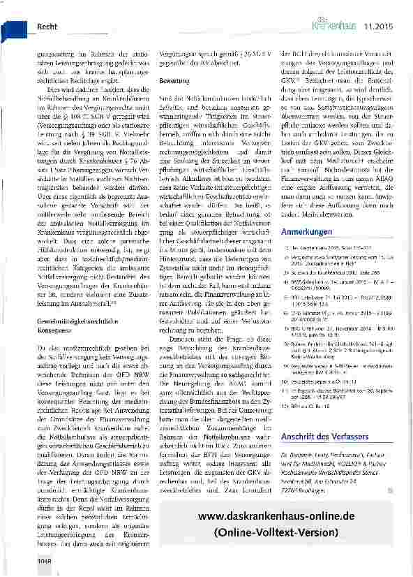 Vorschauseite 3: Ambulante Notfallversorgung durch Krankenhäuser - steuerpflichtiger wirtschaftlicher Geschäftsbetrieb?