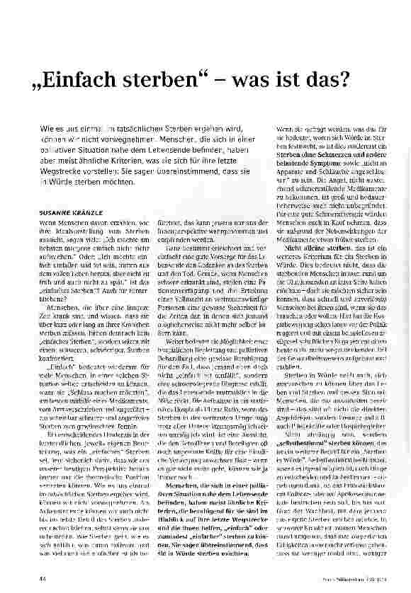 Vorschauseite 1: Einfach sterben - was ist das?