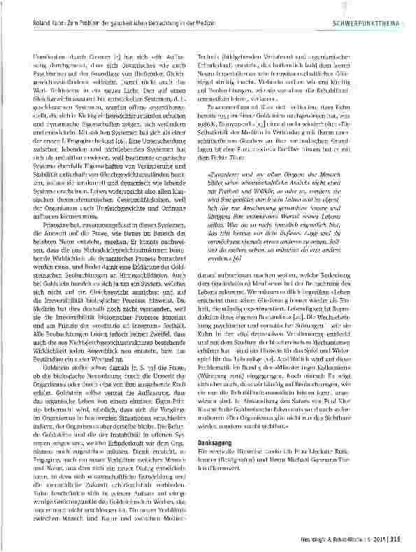 Vorschauseite 5: Roland Kuhn: Zum Problem der ganzheitlichen Betrachtung in der Medizin Ein Beitrag zum 50. Todestag Kurt Goldsteins