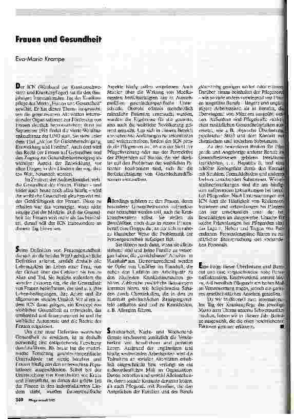 Vorschauseite 1: Frauen und Gesundheit