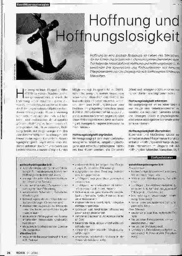 Vorschauseite 1: Hoffnung und Hoffnungslosigkeit