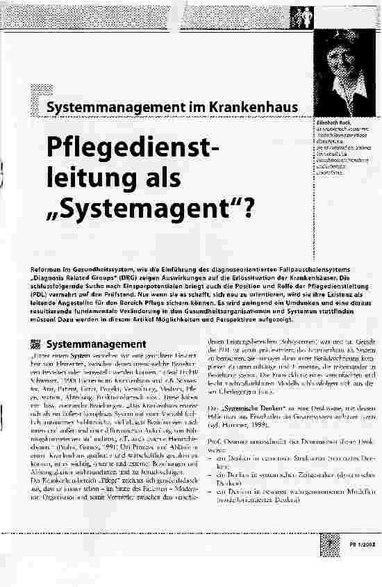 Vorschauseite 1: Pflegedienstleitung als Systemagent?