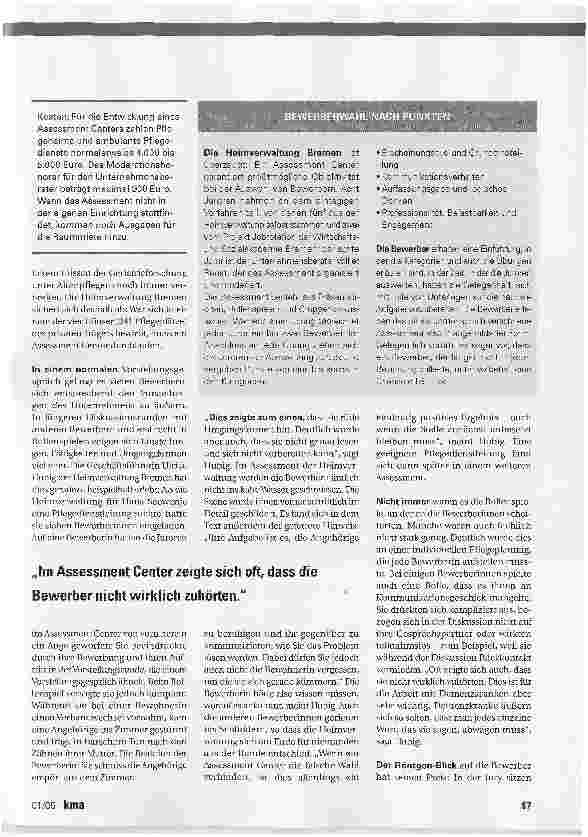 Vorschauseite 2: Harte Prüfung für Altenpfleger - ASSESSMENT CENTER