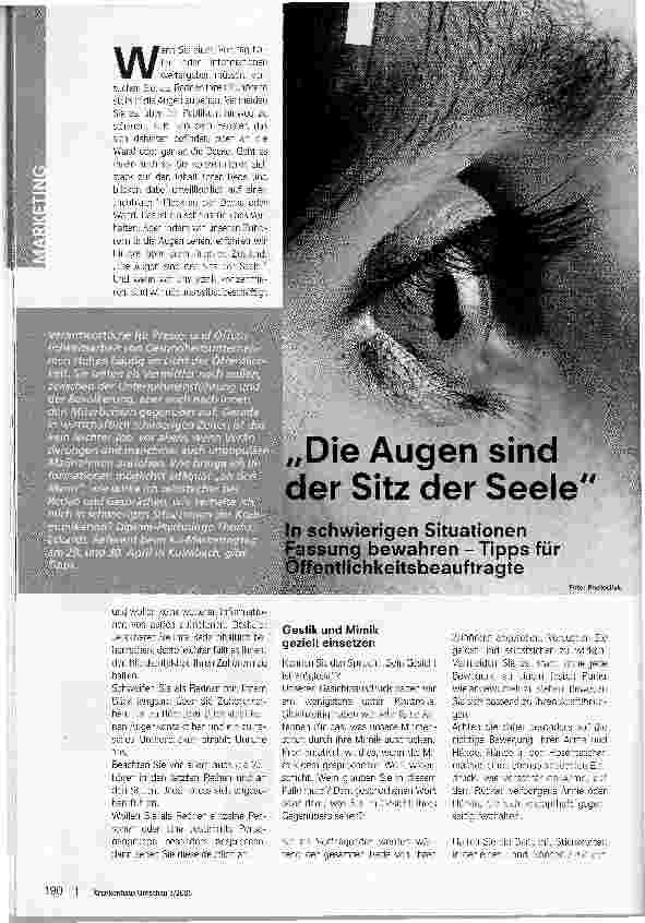 Vorschauseite 1: Die Augen sind der Sitz der Seele