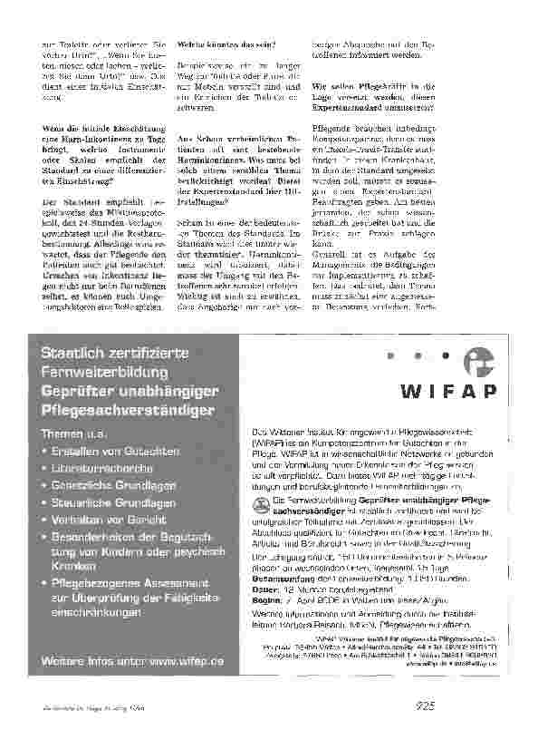 Vorschauseite 2: Expertenstandard KontinenzförderungKliniken brauchen einen Beauftragten für Expertenstandards