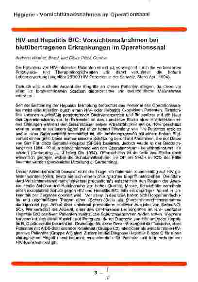 Vorschauseite 1: HIV und Hepatitis B/C: Vorsichtsmaßnahmen bei blutübertragenden Erkrankungen im Operationssaal