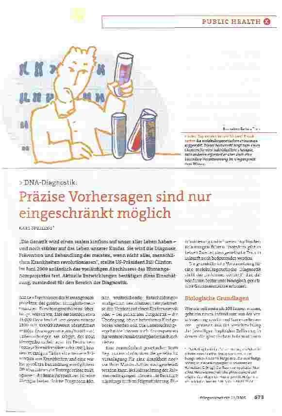 Vorschauseite 1: DNA-Diagnostik:Präzise Vorhersagen sind nur eingeschränkt möglich