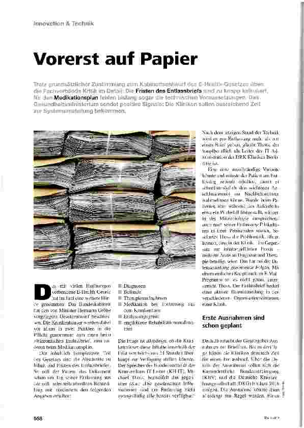 Vorschauseite 1: Vorerst auf Papier