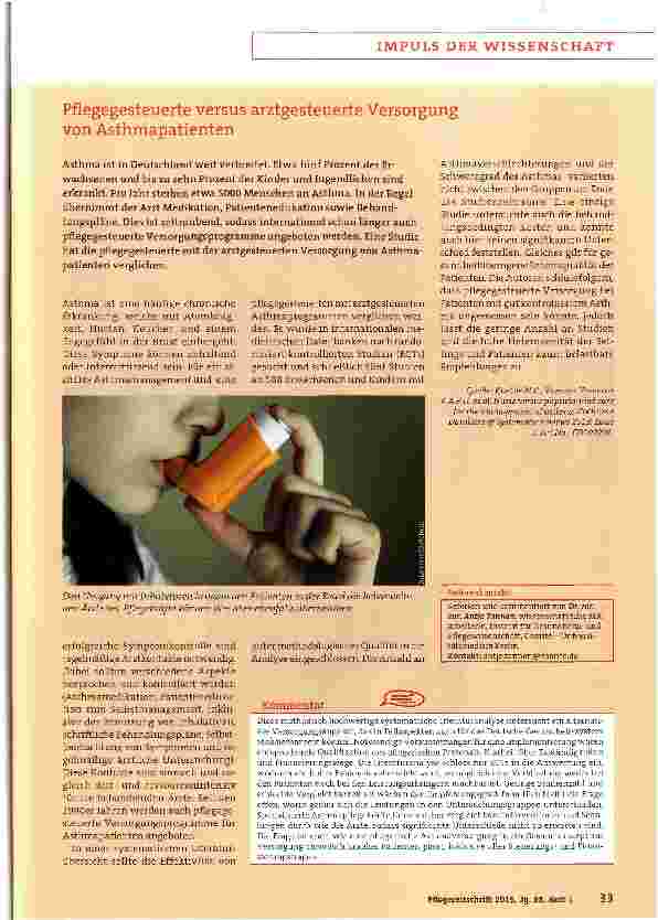 Vorschauseite 1: Pflegegesteuerte versus arztgesteuerte Versorgung von Asthmapatienten