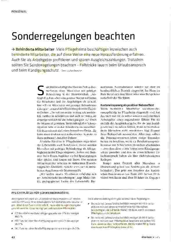 Vorschauseite 1: Sonderregelungen beachten
