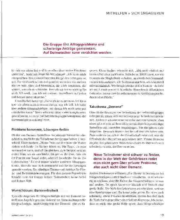 Vorschauseite 2: In der Welt der Gehörlosen ist Demenz ein Tabu
