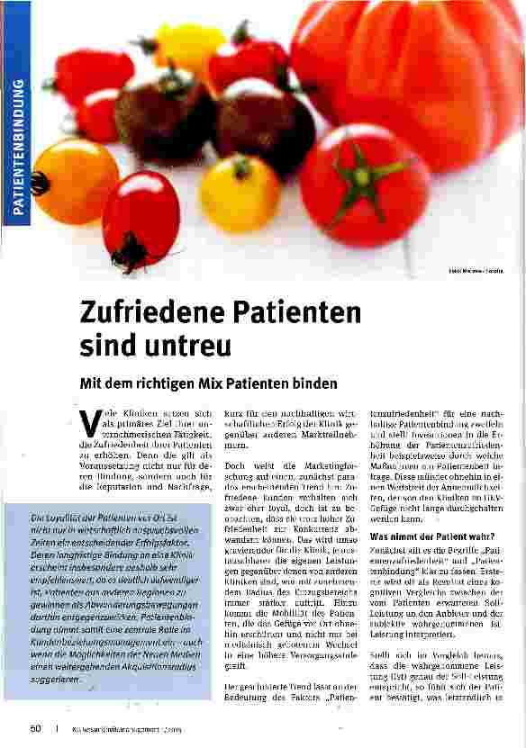Vorschauseite 1: Zufriedene Patienten sind untreu Mit dem richtigen Mix Patienten binden