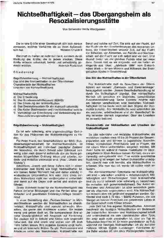 Vorschauseite 1: Nichtseßhaftigkeit - das Übergangsheim als Resozialisierungsstätte