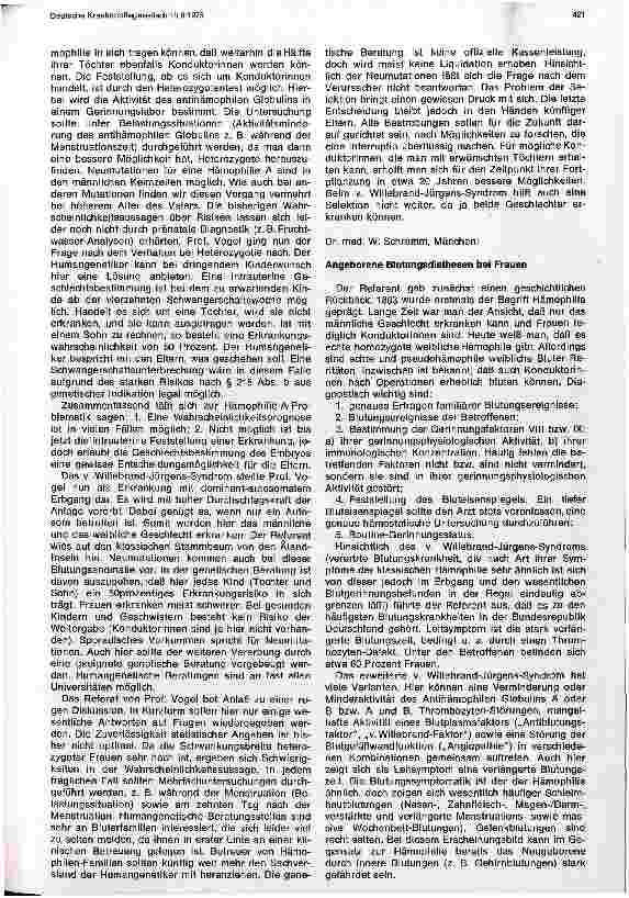 Vorschauseite 2: VIII. Jahreskongreß 1975 der Deutschen Hämophiliegesellschaft zur Bekämpfung von Blutungskrankheiten e. V.
