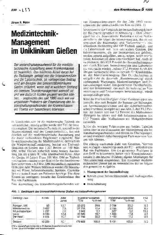 Vorschauseite 1: Medizintechnikmanagement in Uniklinikum Gießen