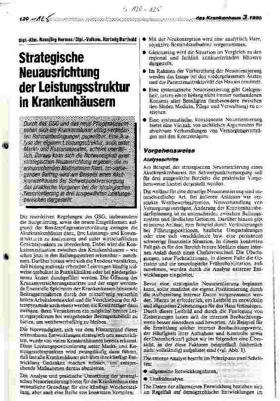 Vorschauseite 1: Strategische Neuausrichtung der Leistungsstruktur in Krankenhäusern