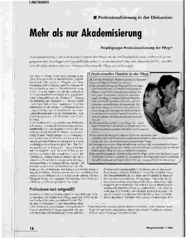 Vorschauseite 1: Professionalisierung in der Diskussion: Mehr als nur Akademisierung