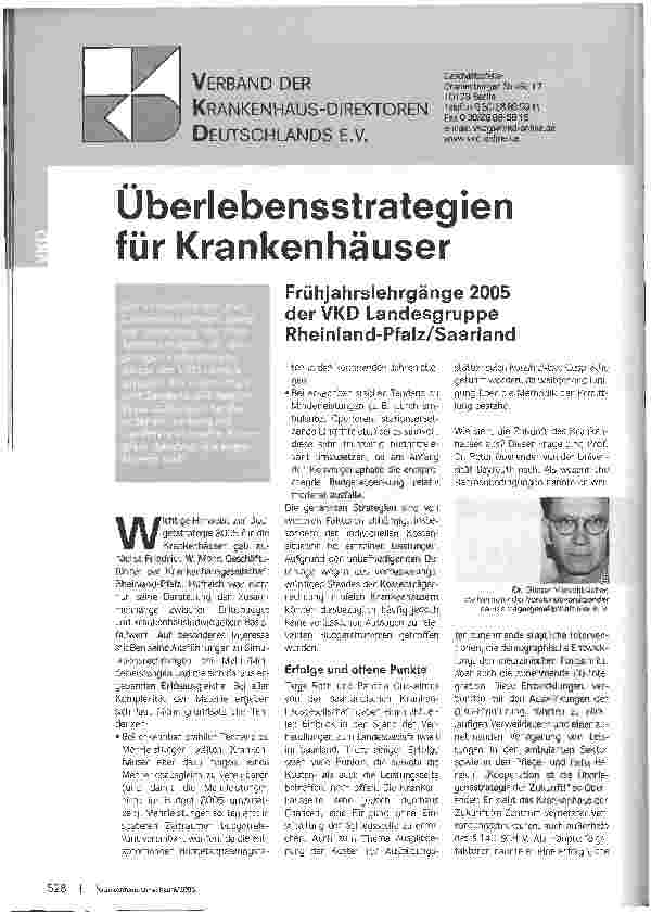 Vorschauseite 1: Uberlebensstrategien für Krankenhäuser