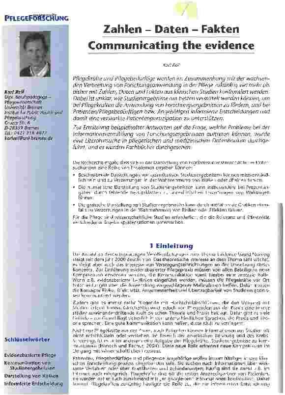 Vorschauseite 1: Zahlen - Daten - Fakten Communicating the evidence