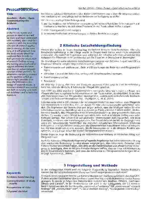 Vorschauseite 2: Zahlen - Daten - Fakten Communicating the evidence