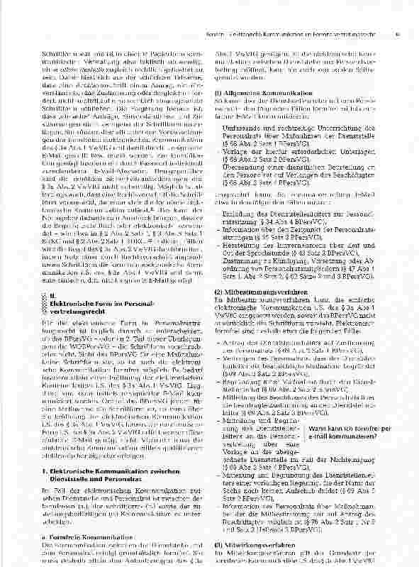 Vorschauseite 6: Elektronische Kommunikation im Personalvertretungsrecht1. TEIL: ELEKTRONISCHE KOMMUNIKATION ZWISCHEN PERSONAL, PERSONALRAT UND DIENSTSTELLE