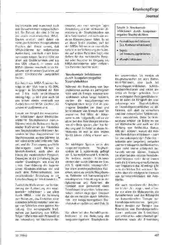 Vorschauseite 3: Nosokomiale Staphylokokken-Infektionen