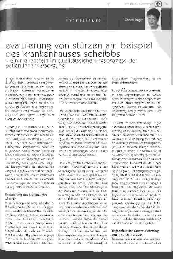 Vorschauseite 1: evaluierung von stürzen am beispiel des krankenhauses scheibbsein meilenstein im qualitätssicherungsprozess der Patientinnenversorgung