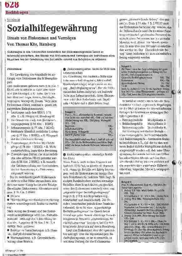 Vorschauseite 1: Sozialhilfegewährung - Einsatz von Einkommen und Vermögen Sozialrecht