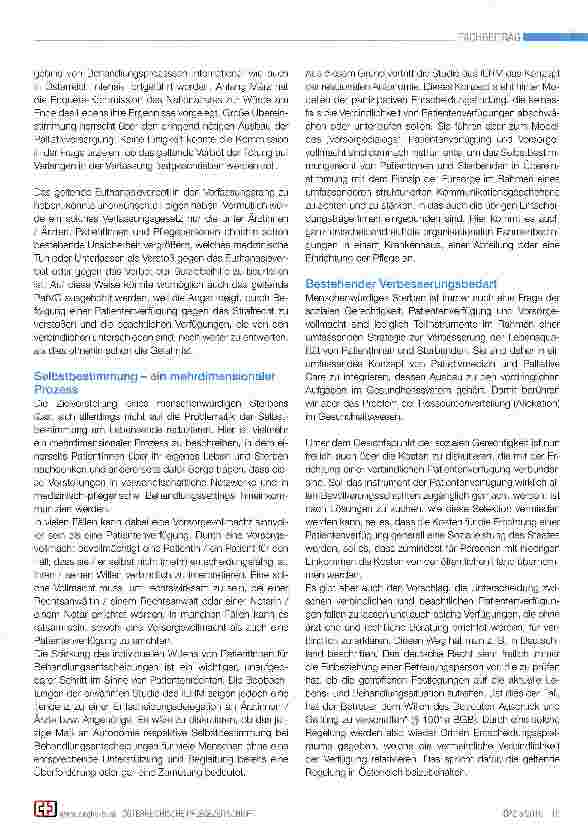 Vorschauseite 2: Patientenverfügung und Vorsorgevollmacht Ergebnisse einer neuen Studie des Instituts für Ethik und Rechtin der Medizin