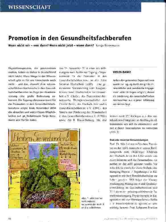 Vorschauseite 1: Promotion in den Gesundheitsfachberufen