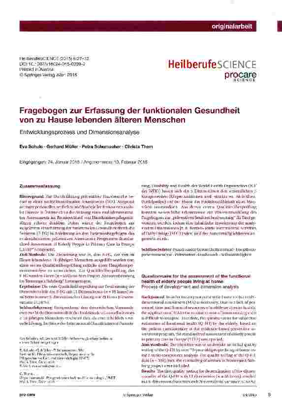 Vorschauseite 1: Fragebogen zur Erfassung der funktionalen Gesundheit von zu Hause lebenden älteren Menschen