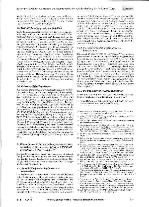 Vorschauseite 3: Zwischen Arbeitsrecht und Beamtenrecht: die Schadens-haftung der Tarifbeschäftigten des öffentlichen Dienstes
