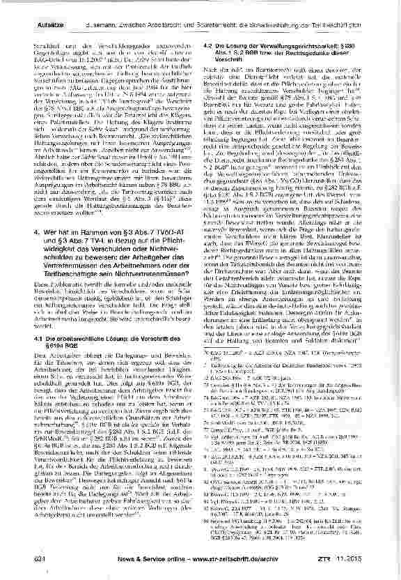 Vorschauseite 6: Zwischen Arbeitsrecht und Beamtenrecht: die Schadens-haftung der Tarifbeschäftigten des öffentlichen Dienstes