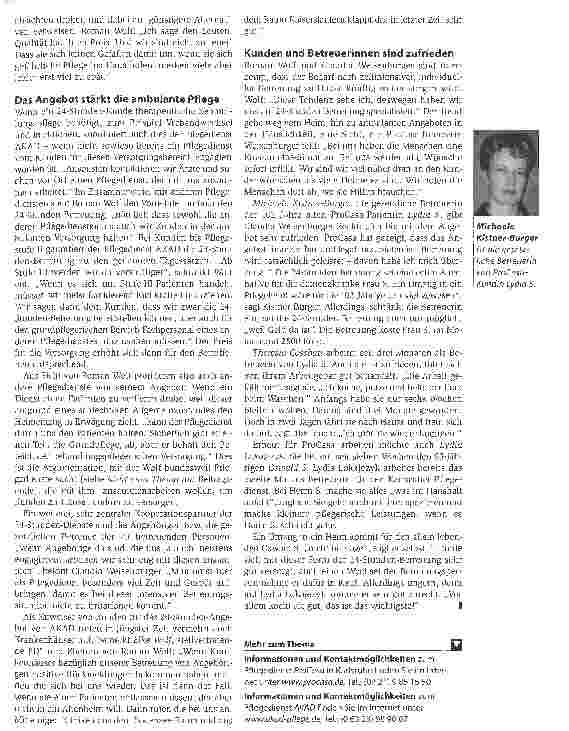 Vorschauseite 5: Tag und Nacht beim Kunden. Mit Konzepten der 24-Stunden-Betreuung bieten Pflegedienste Alternativen zum Heim