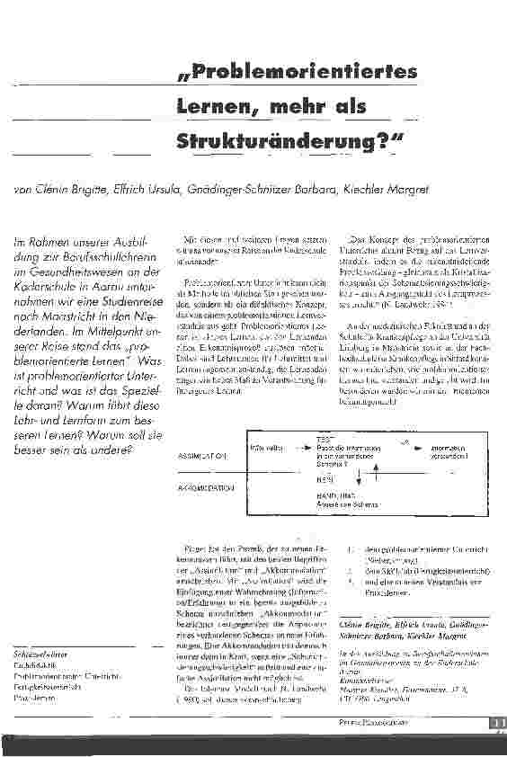 Vorschauseite 1: Problemorientiertes Lernen, mehr als Strukturänderung?