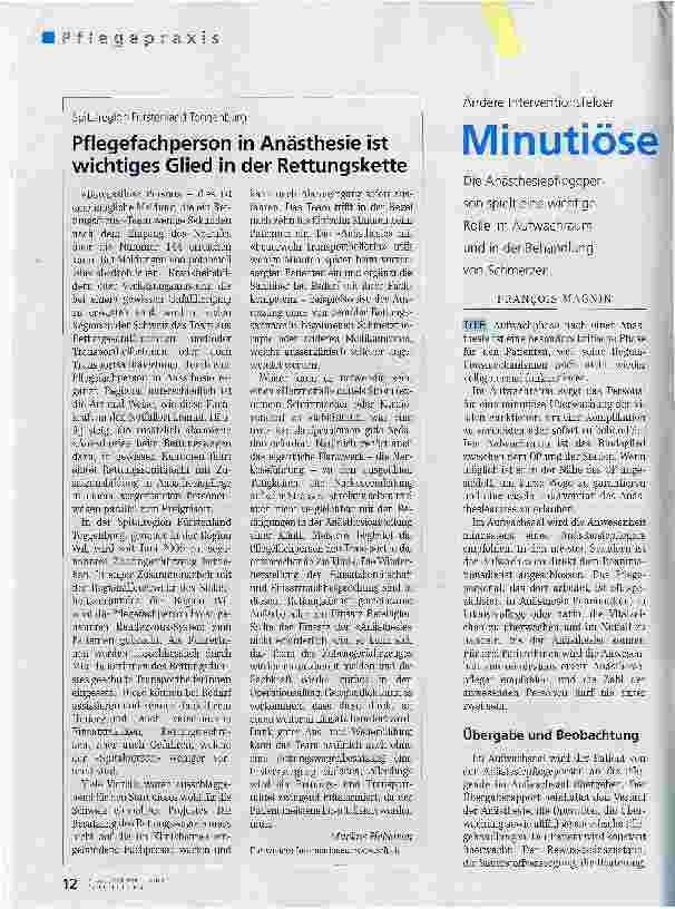 Vorschauseite 1: Minutiöse Überwachung im Aufwachraum