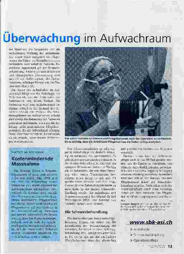 Vorschauseite 2: Minutiöse Überwachung im Aufwachraum